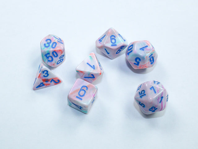 Chessex Dice Set: Festive® Mini-hedral™ Pop Art™/blue 7-Die Set : CHX20544