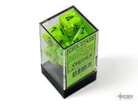 Chessex Dice Set: Vortex Bright Green/black Polyhedral 7-Dice Set : CHX27430