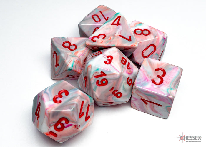 Chessex Dice Set: Festive® Pop Art™/red Polyhedral 7-Dice Set : CHX27539