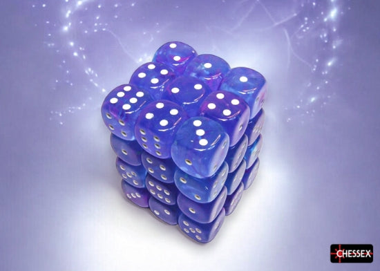 Chessex Dice Set: Nebula Aura/white Luminary 12mm d6 Dice Block (36 dice) : CHX27967