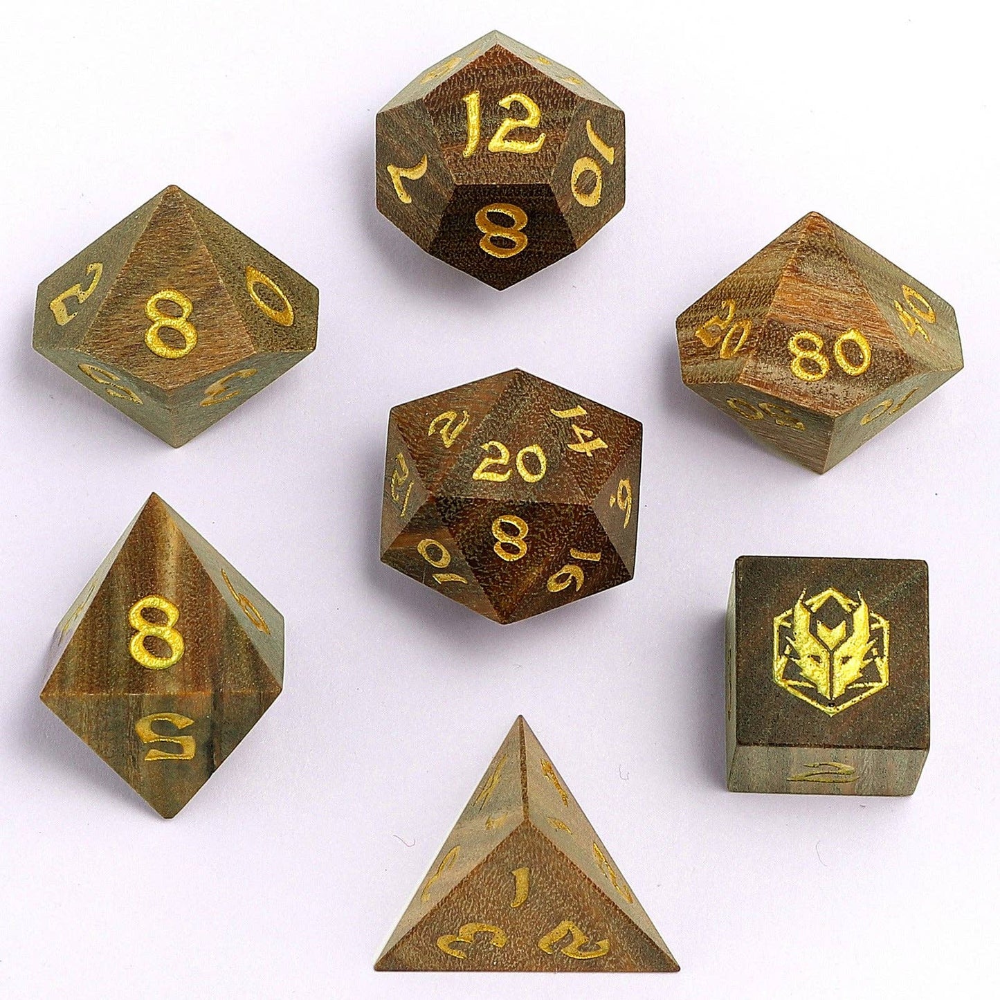 Dragon's Hoard Dice Set - Exotic Woods - Green Sandalwood