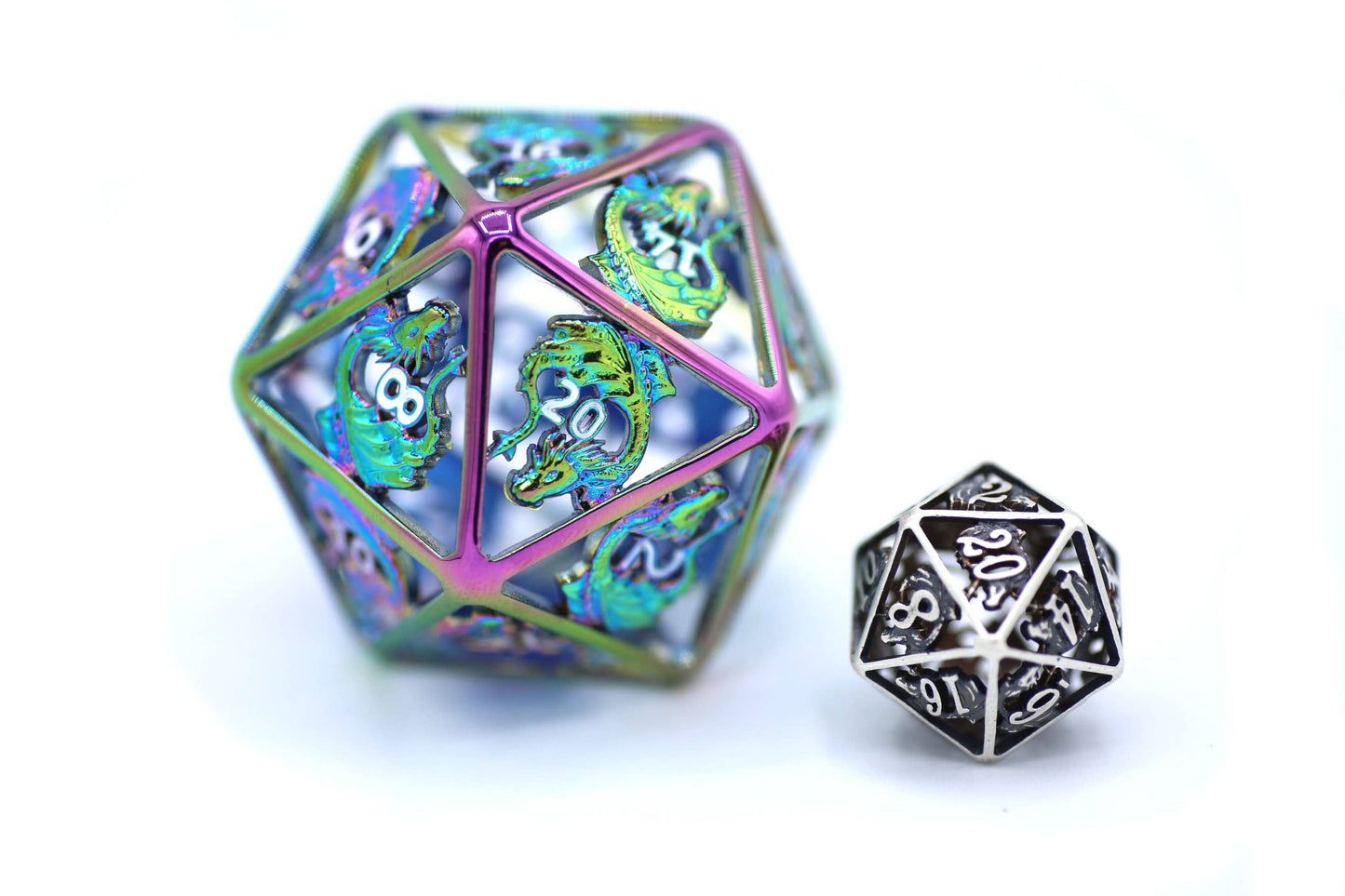 Titan Giant Rainbow Hollow 55mm Dragon Metal D20 Dice