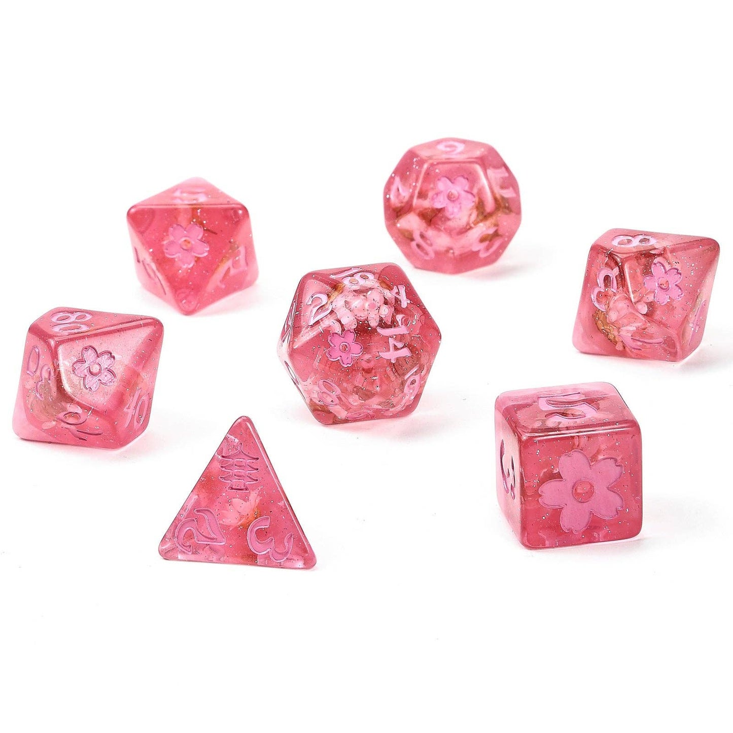 Wyrmforged Rollers Sakura Blossom RPG Dice Set - Pink Ink
