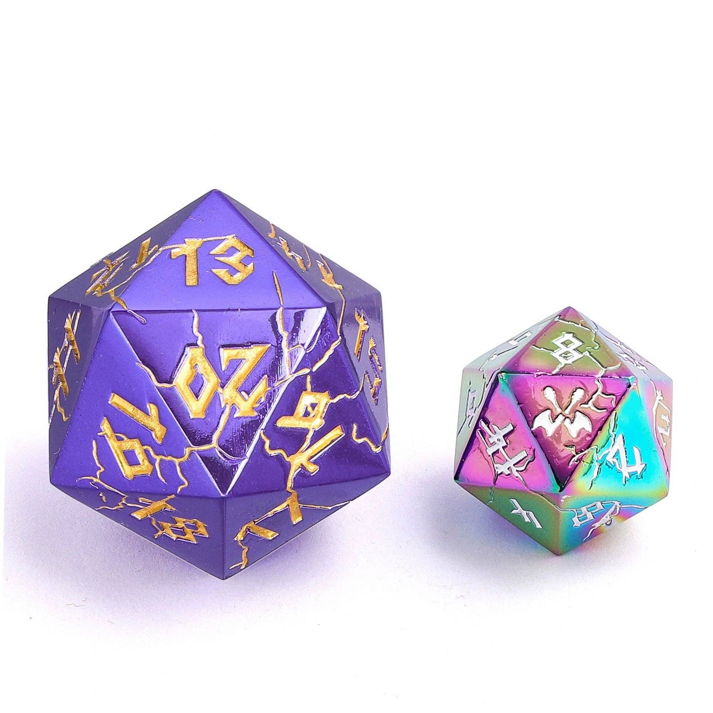 Barbarian 35mm Single D20 Spin Down - Purple and gold