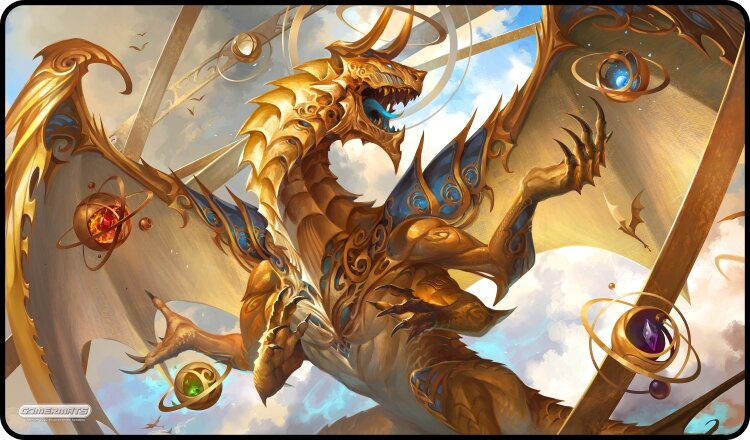 GamerMats Elder Artifact Dragon - Playmat - Black Stitched Edging 24" x 14" x 1/8"