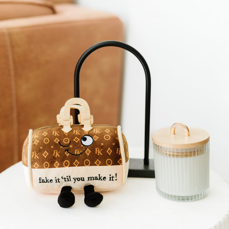 "Fake It Til You Make It" Plush Handbag Gift, Holiday, Christmas