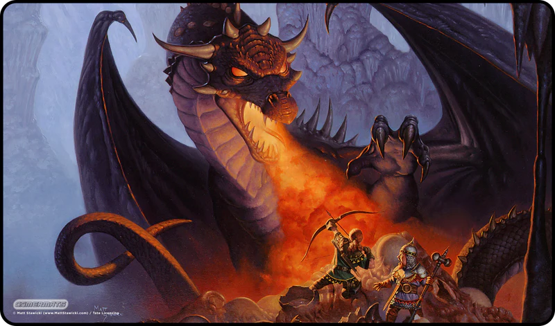 GamerMatsDragons Lair by Matt Stawicki Playmat - Black Stitched Edging 24" x 14" x 1/8"