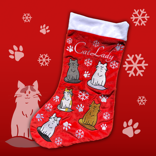 Cat Lady Christmas Stocking