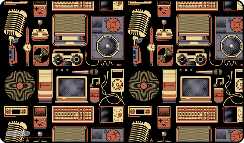 GamerMats Vintage Vinyl by Tobe Fosneca Playmat - Black Stitched Edging 24" x 14" x 1/8"