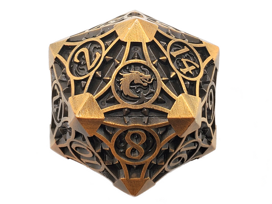 Old School Dice: 40mm D20 Metal Dice: Gnome Forged