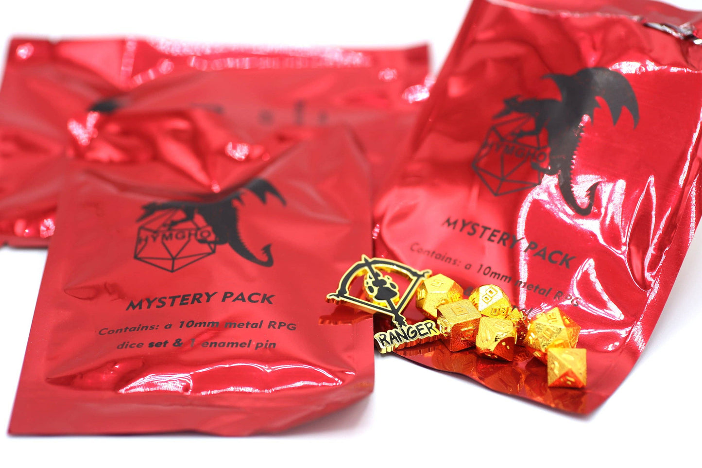 Mystery Pack of One 10mm mini dice set and 1 enamel pin