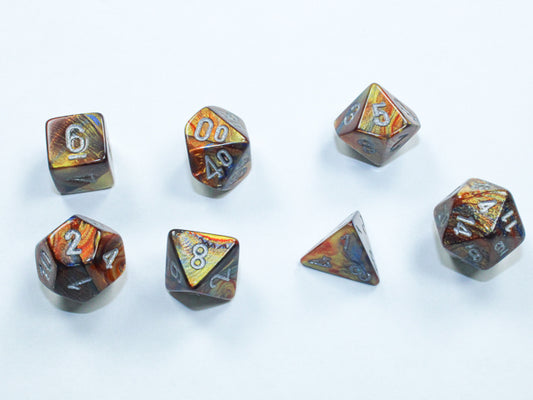 Chessex Dice Set: Lustrous ® Mini-hedral™ Gold/silver 7-Die Set : CHX20493