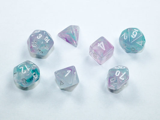 Chessex Dice Set: Nebula® Mini-hedral™ Wisteria/white 7-Die Set : CHX20545