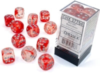 Chessex Dice Set: Nebula Red/silver Luminary 16mm d6 Dice Block (12 dice) : CHX27754