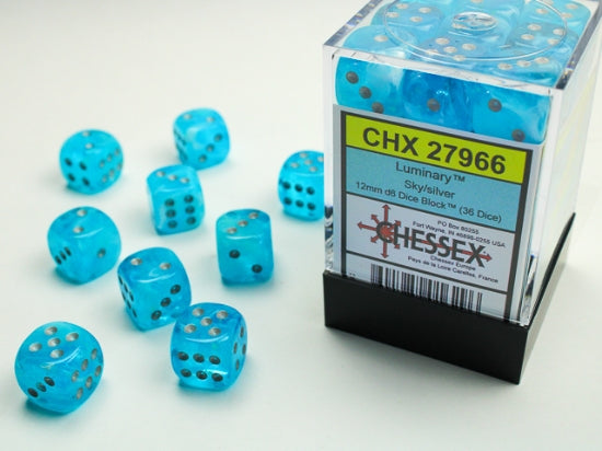 Chessex Dice Set: Luminary Sky/silver 12mm d6 Dice Block (36 dice) : CHX27966