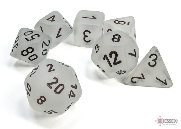 Chessex Dice Set: Frosted™ Clear/black Polyhedral 7-Dice Set : CHX27401