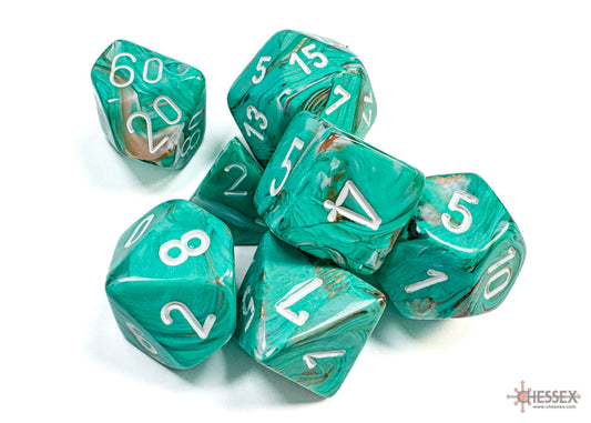 Chessex Dice Set: Marble Oxi-Copper™ Polyhedral 7-Dice Set : CHX27403