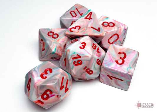 Chessex Dice Set: Festive® Pop Art™/red Polyhedral 7-Dice Set : CHX27539