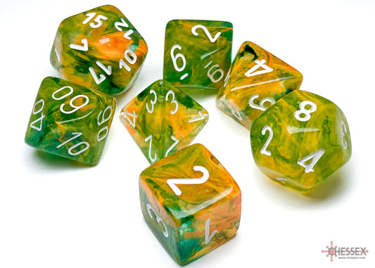 Chessex Dice Set: Nebula® Spring/white Luminary™ Polyhedral 7-Dice Set : CHX27555