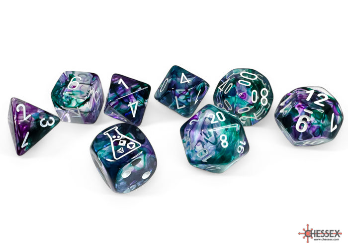 Chessex Dice Set: Lab Dice™: Nebula® Fluorite™/white Polyhedral 7-Dice Set (with bonus die) : CHX30068