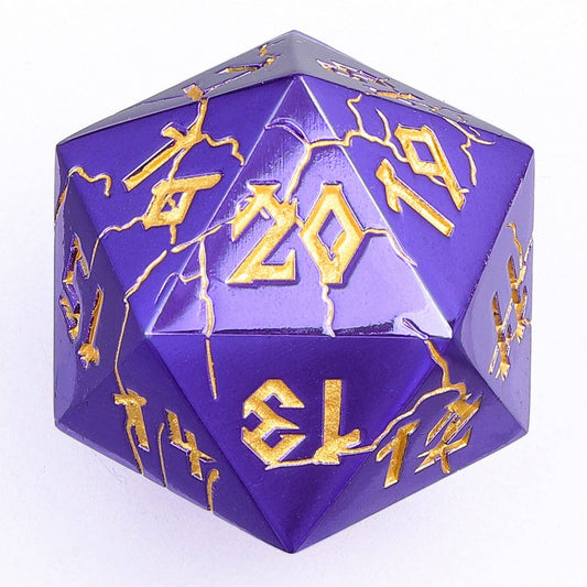 Barbarian 35mm Single D20 Spin Down - Purple and gold