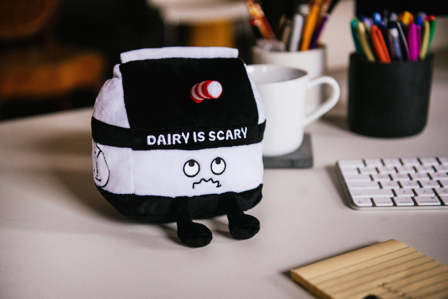 Plush  Milk  Dairy Is Scary  Soft Cuddly Toy Funny Cute Gift