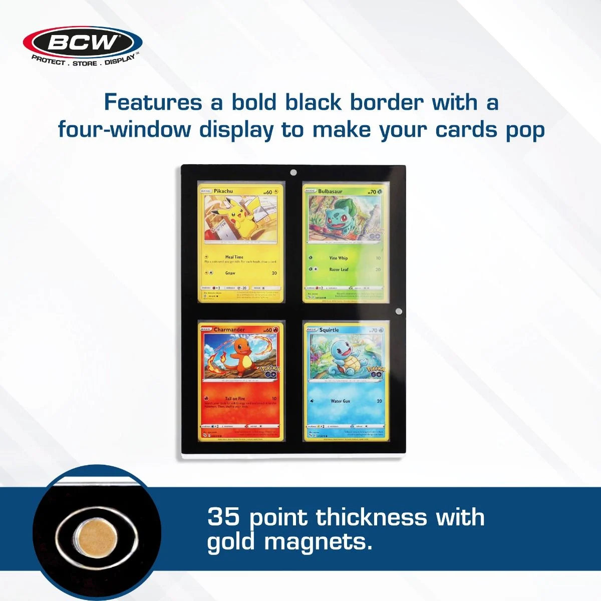 Magnetic 4-Card Holder - 35 PT. Black Border