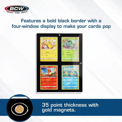 Magnetic 4-Card Holder - 35 PT. Black Border