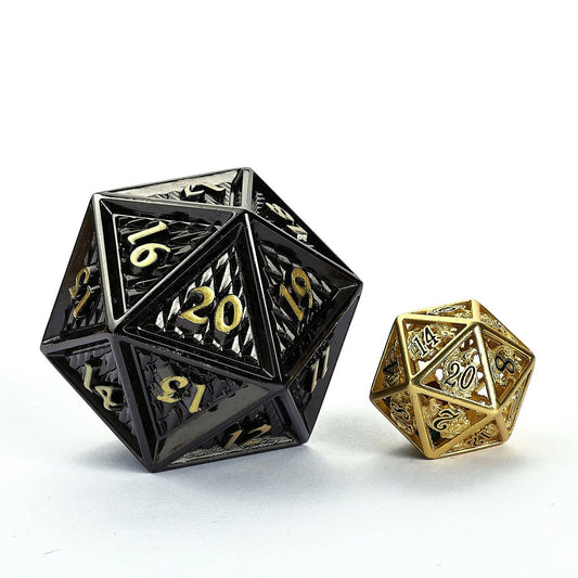 HY00421 45mm Metal Behemoth Spindown D20 - Gunmetal with Gold