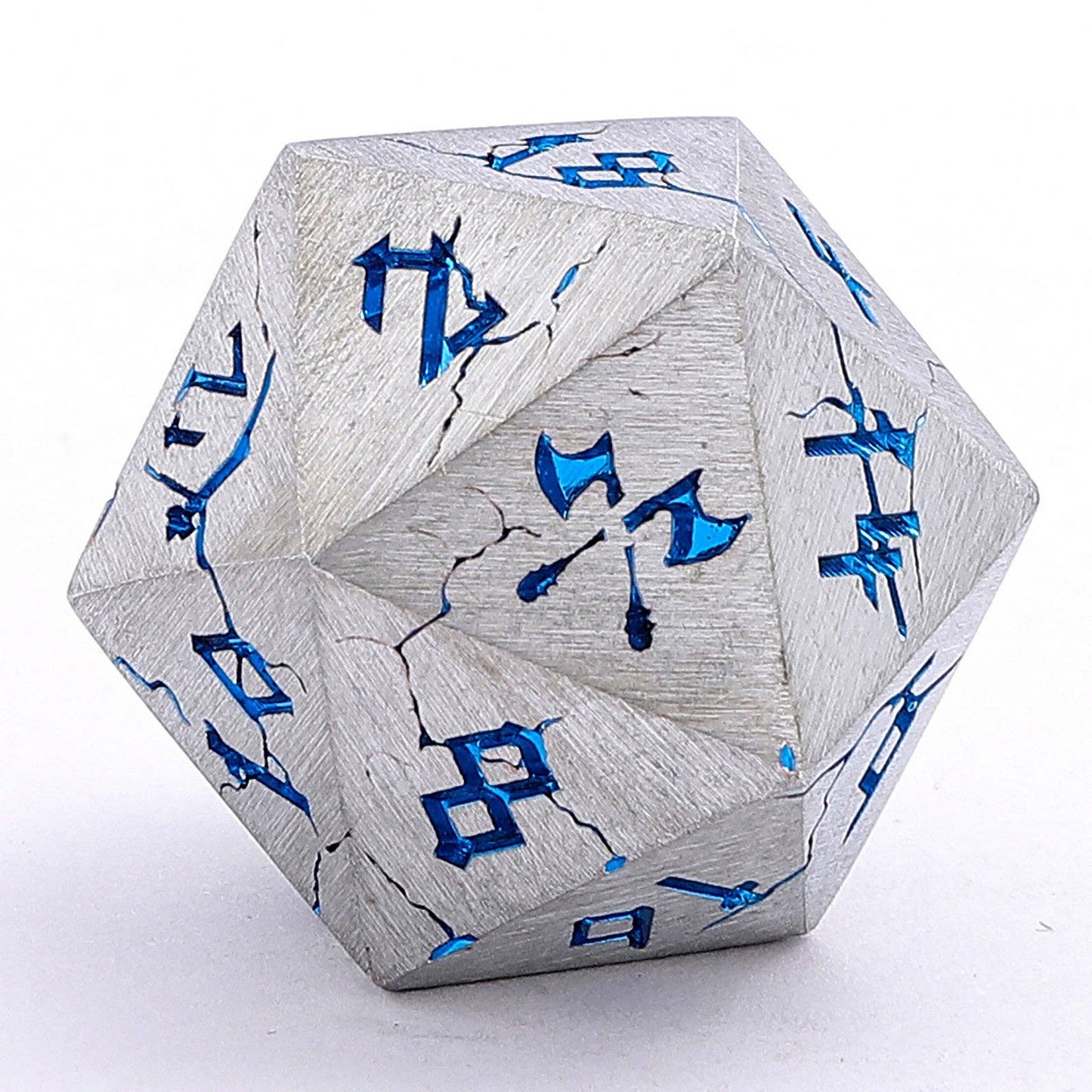 Barbarian Solid Metal Polyhedral Dice Set - Matte Silver Blue