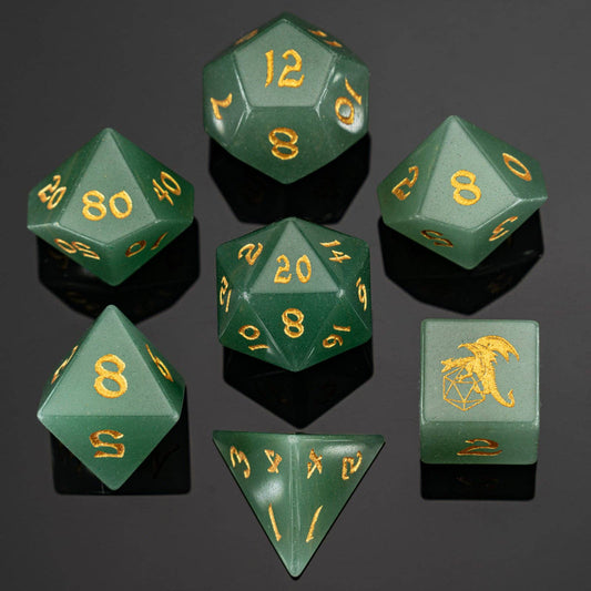Dragon's Hoard Gem Stone Polyhedral Dice Set - Jade