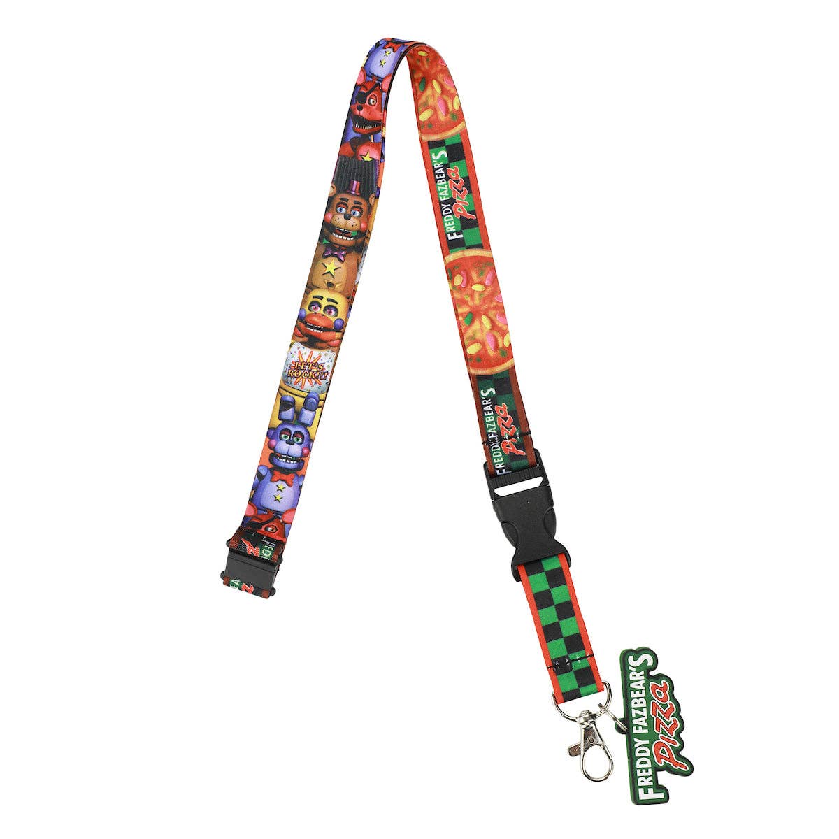 Five Nights at Freddy's Character Collage 22-inch Lanyard with Clear ID Sleeve and Rubber Charm