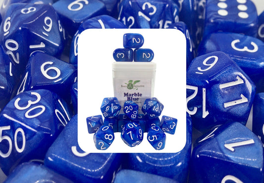 Marble Blue Dice - Set of 15 w/ Archd4