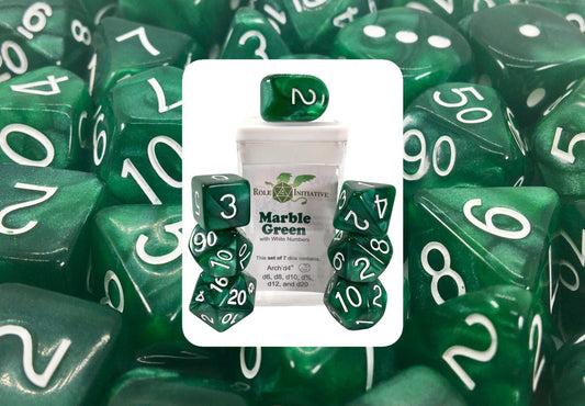 Marble Green Dice - Set of 7 w/ Archd4