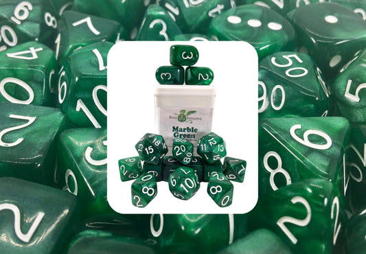 Marble Green Dice - Set of 15 w/ Archd4