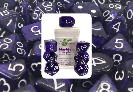Marble Purple Dice - Set of 7 w/ Archd4
