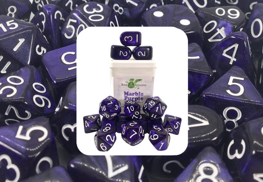 Marble Purple Dice - Set of 15 w/ Archd4