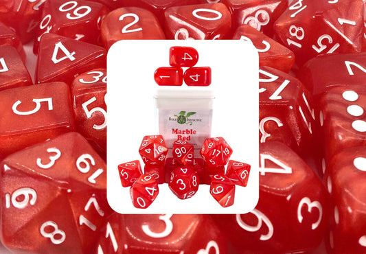 Marble Red Dice - Set of 15 w/ Archd4