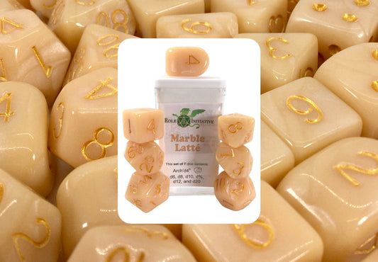 Marble Latte Dice - Set of 7 w/ Archd4