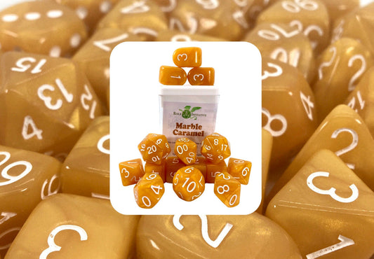 Marble Caramel Dice - Set of 15 w/ Archd4