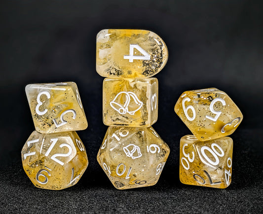 Holidice Diffusion Silver Gold - Set of 7 Dice w/ symbols on d6 & d20