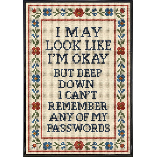 I May Look Like I'm Okay Needlepoint Poster Print