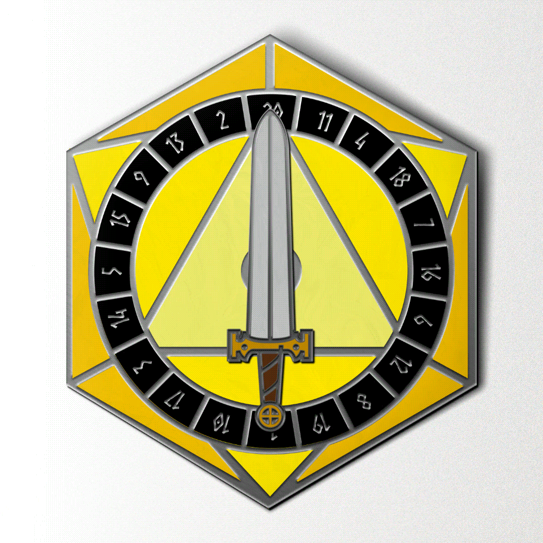 D20 Sword Spinner Pin