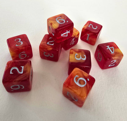 9 Six-Sided Fireball Char Scented Dice