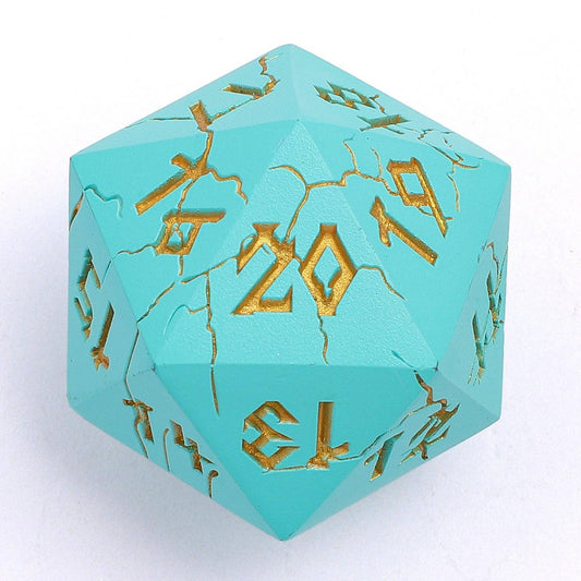 Barbarian 35mm Single D20 Spin Down - Turquoise with Gold