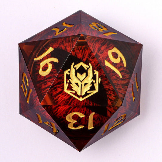 [IMPERFECT] Sharp Edged Resin 55mm D20 - Red Beholder Eye