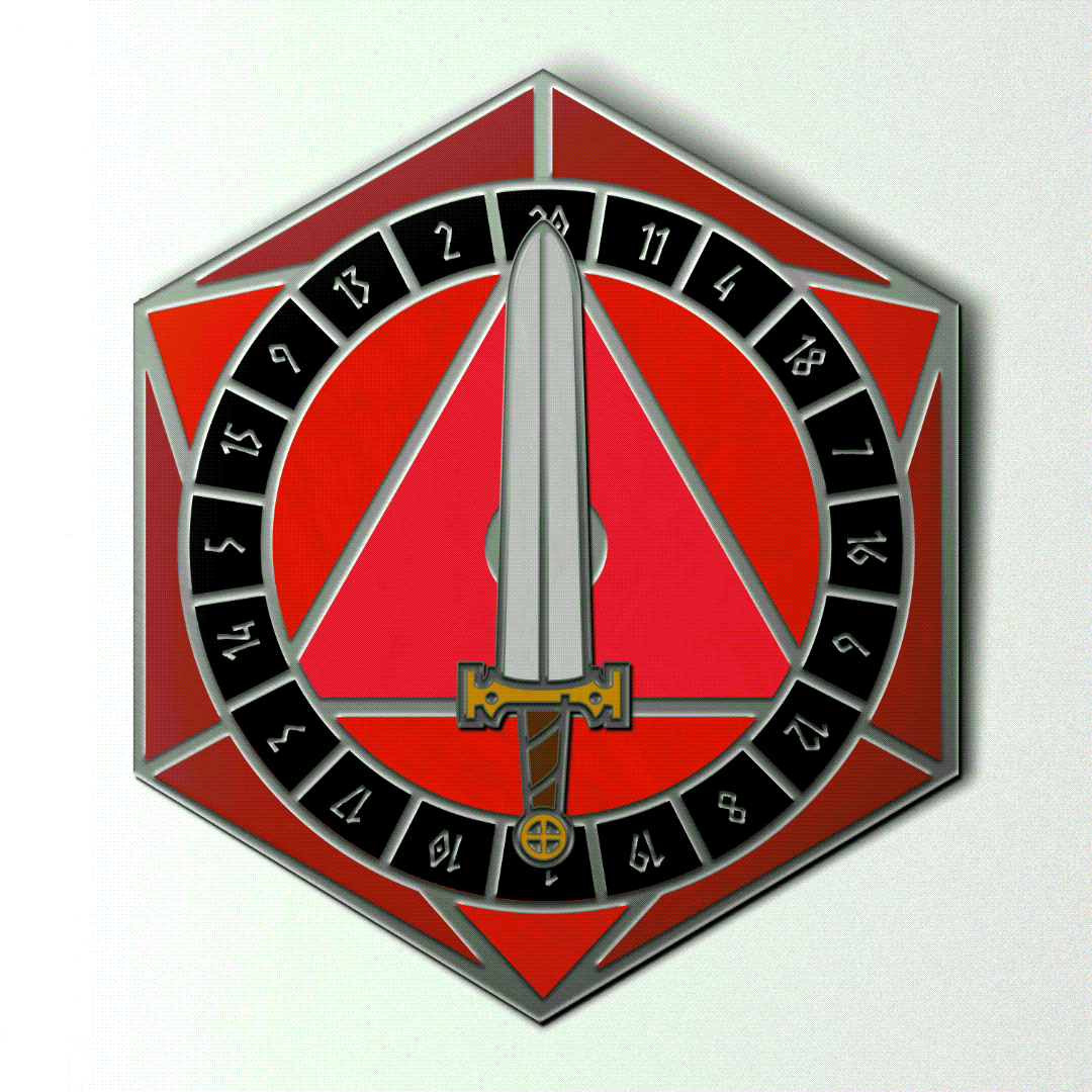 D20 Sword Spinner Pin