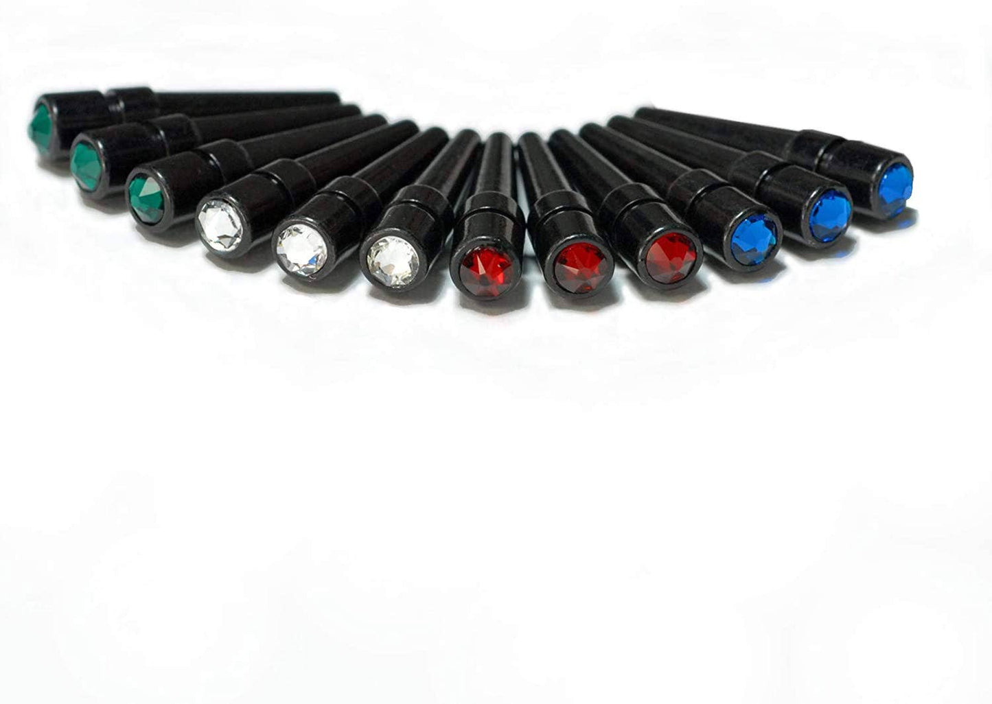 Black Metal Cribbage Pegs with Crystals - Set of 12