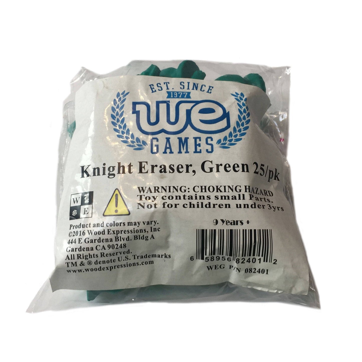 Green Knight Chess Erasers - Bulk Pack of 25