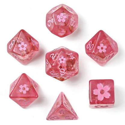 Wyrmforged Rollers Sakura Blossom RPG Dice Set - Pink Ink